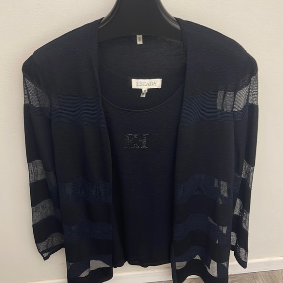 Vintage 1990s Escada twin setjacket /tank shadow sheer print